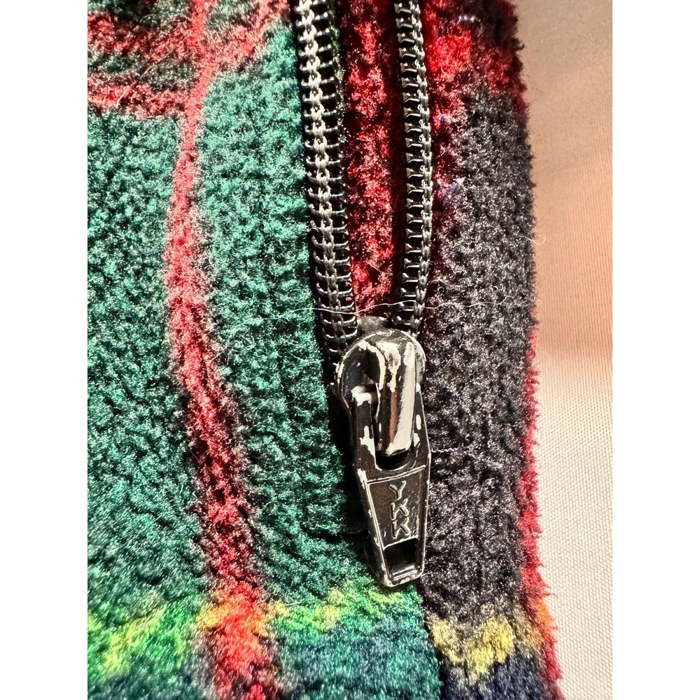 Polo Ralph Lauren 90s Fleece Hoodie Plaid Stewart Tartan Red Navy Blue Medium M - Picture 6 of 6